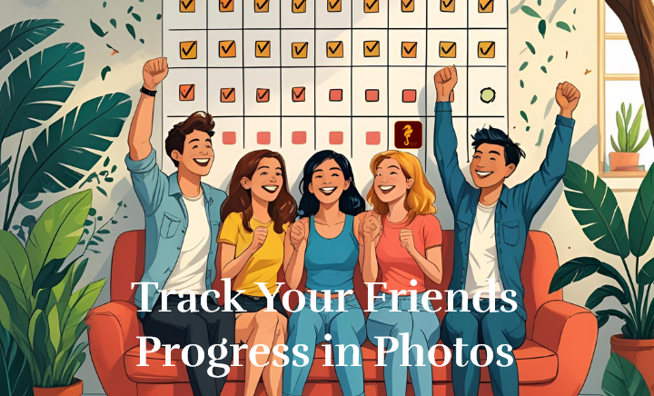 Art group friends celebrating goals and achievements habit tracker